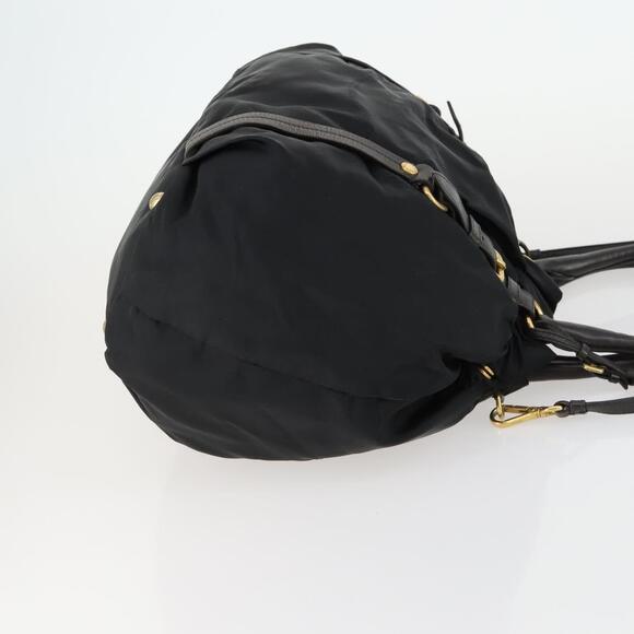 PRADA Hand Bag Nylon Leather 2way Black Gold Auth 156149 - Picture 3 of 16
